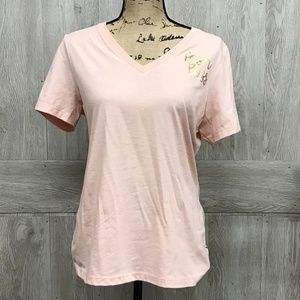B2B Posh Boss Peach V-Neck Short Sleeve Tee BB518